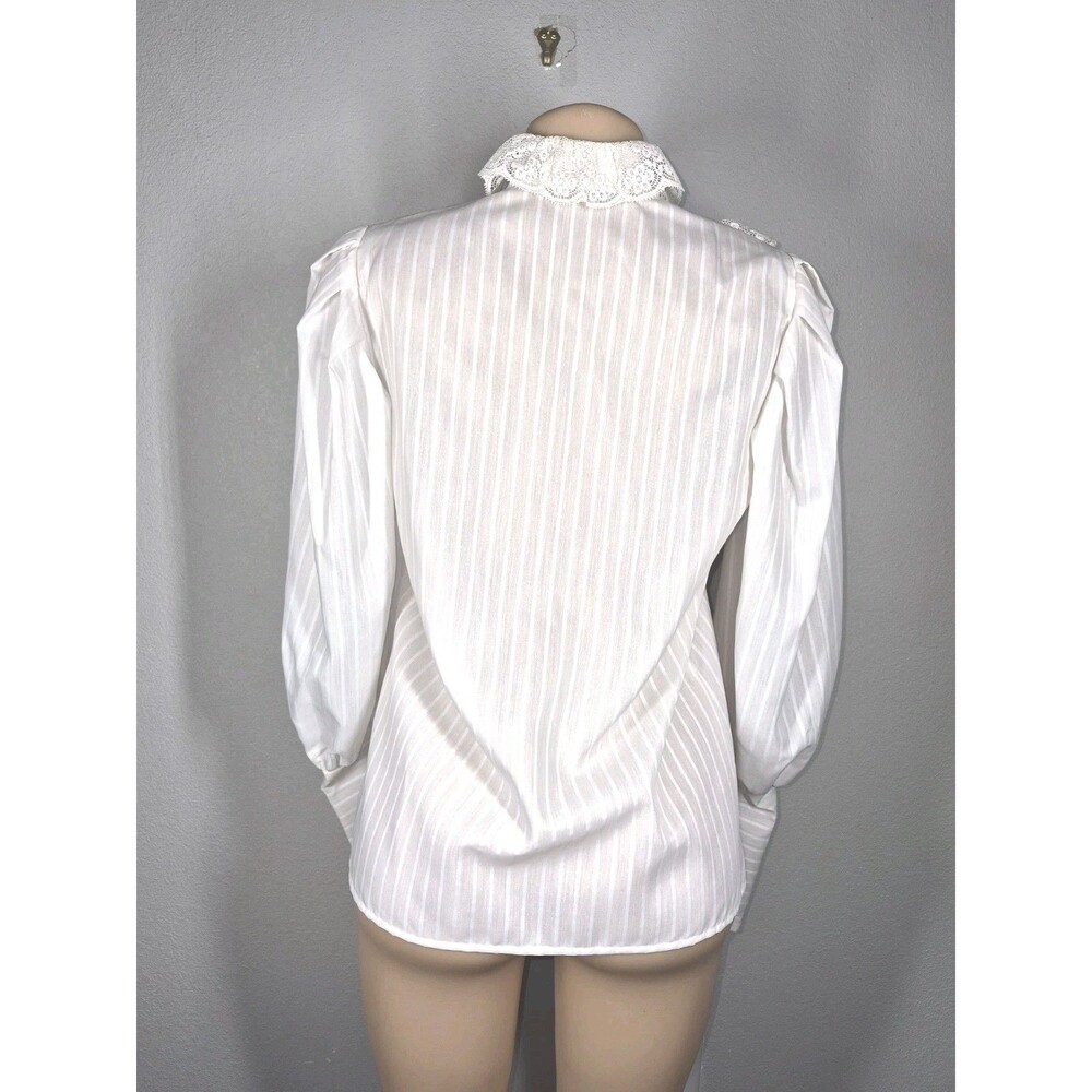 Vintage 70s Victorian Prairie Lace Blouse Neiman Marcus ILGWU White Sheer Top 8 - Picture 2 of 16